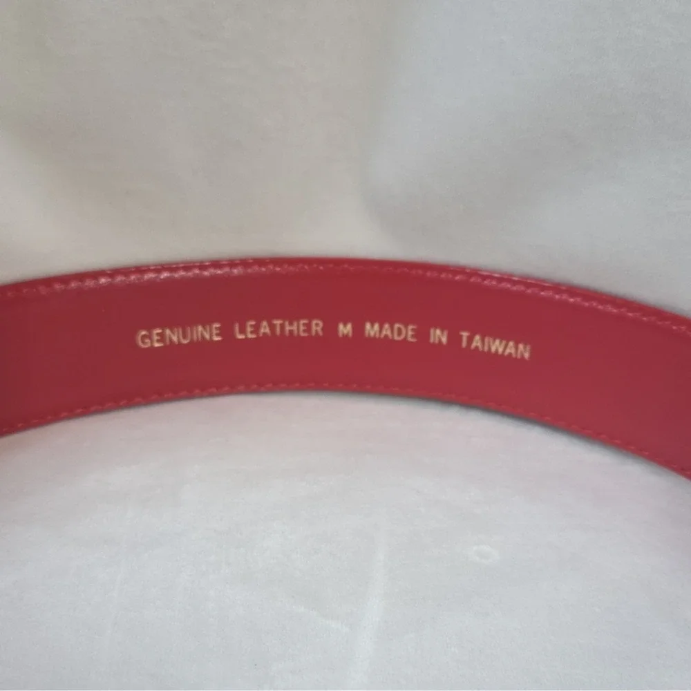 80's Vintage Womens Red Leather Belt Size M Wide